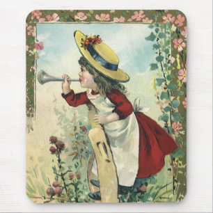  Victoriaans kind, meisje dat de buik blaast Muismat