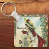 Victoriaans kind, meisje dat de buik blaast Sleutelhanger (Voorkant)