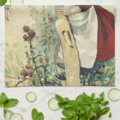 Victoriaans kind, meisje dat de buik blaast Theedoek (Gevouwen)