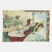 Victoriaans kind, meisje dat de buik blaast Theedoek (Horizontaal)