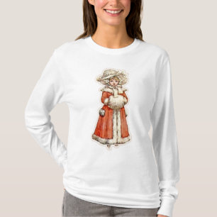 Victoriaans kind meisje papier pop winter schattig t-shirt