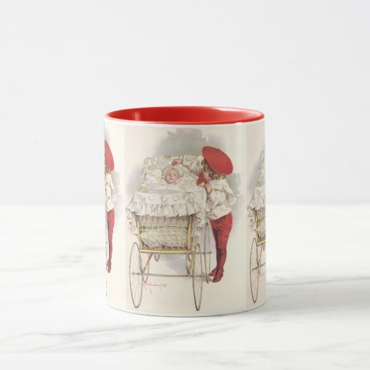 Victoriaans kinderen, kinderen en Baby in Pram Mok (Midden)