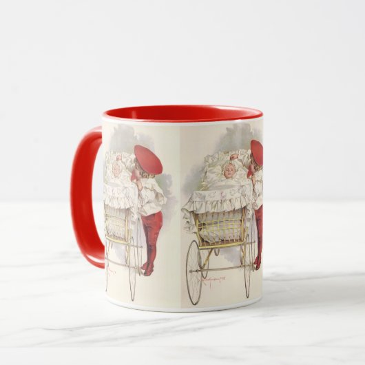 Victoriaans kinderen, kinderen en Baby in Pram Mok (Voorkant links)