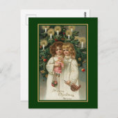 Victoriaans kinderen met Kerstmis Briefkaart (Voorkant / Achterkant)