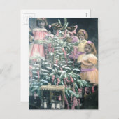 Victoriaans kinderen met Kerstmis Feestdagenkaart (Voorkant / Achterkant)