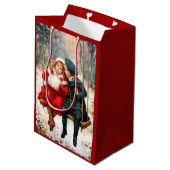  Victoriaans kinderen op Swing Gift Bag Medium Cadeauzakje (Achterkant Gekanteld)