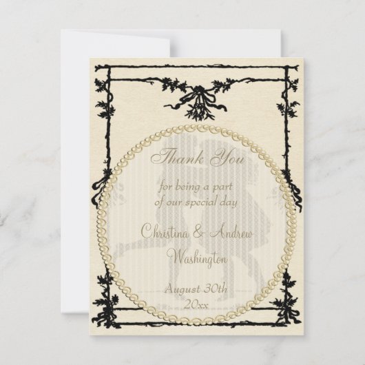 Victoriaans kinderen Silhouettes Weddenschap Bedan Bedankkaart (Achterkant)