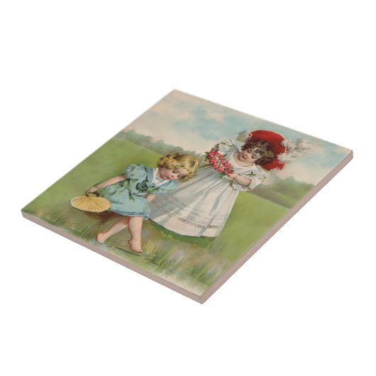 Victoriaans kinderen tegeltje (Zijkant)