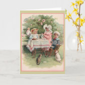 Victoriaans Kinderkaart van Tea Party Kaart (Gele Bloem)