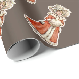 Victoriaans kinderpapierpop winterjestuif cadeaupapier