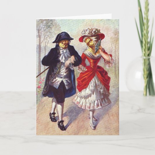 Victoriaans kippen feestdagen kaart (Voorkant)