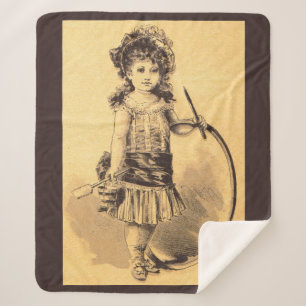 Victoriaans kleine meisjesafdruk sherpa deken