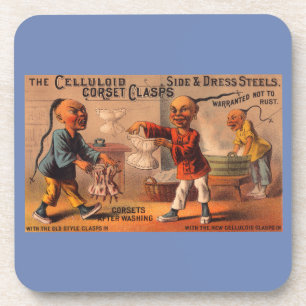Victoriaans klemmen van de celluloïde tradecard-co onderzetter