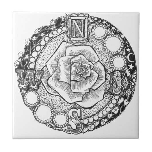 Victoriaans kompas Roos Tegeltje (Voorkant)