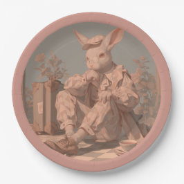 Victoriaans konijn wacht, voorjaar papieren bordje