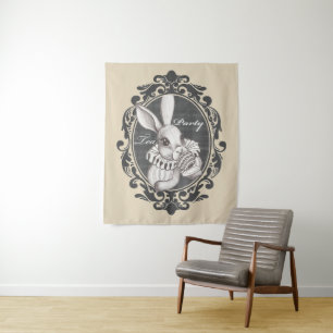 Victoriaans konijnenpartij wandkleed