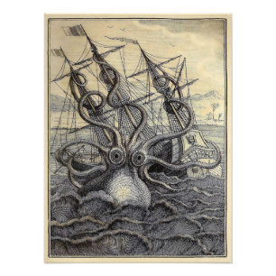 Victoriaans Kraken Poster
