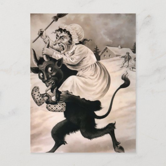 Victoriaans Krampus Briefkaart (Voorkant)