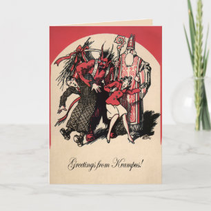 Victoriaans Krampus-kerstkaart Feestdagen Kaart