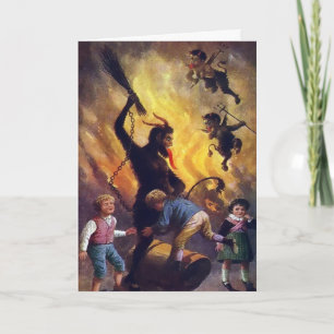 Victoriaans Krampus-kerstkaart Feestdagen Kaart