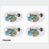  Victoriaans kunstenaar Lady Painter Palette Ovale Sticker (Vel)