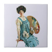  Victoriaans kunstenaar Lady Painter Palette Tegeltje (Voorkant)