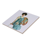  Victoriaans kunstenaar Lady Painter Palette Tegeltje (Zijkant)
