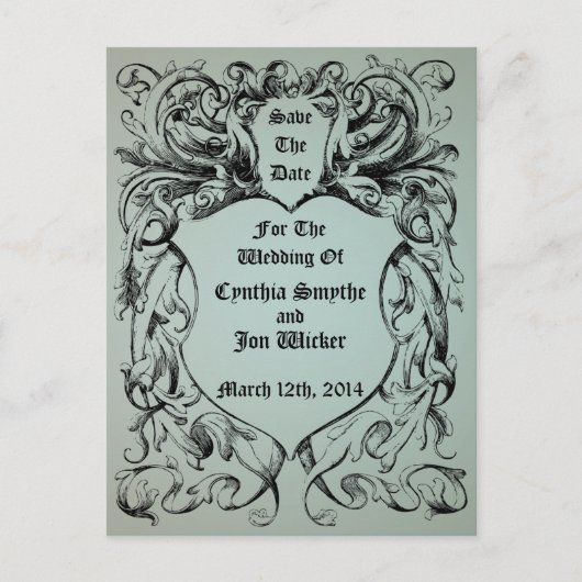  Victoriaans Kunstwerk sparen de Datum Aankondigingskaart (Voorkant)