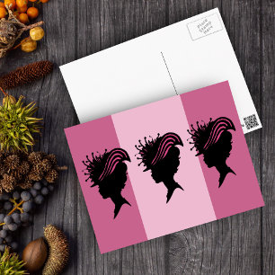  Victoriaans Lady Black Silhouette Fancy Pet Briefkaart