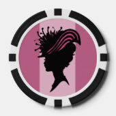  Victoriaans Lady Black Silhouette Fancy Pet Pokerchips (Voorkant)