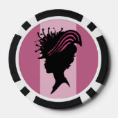 Victoriaans Lady Black Silhouette Fancy Pet Pokerchips (Achterkant)