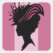  Victoriaans Lady Black Silhouette Fancy Pet Vierkante Sticker (Voorkant)