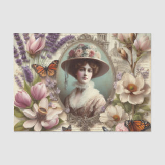  Victoriaans Lady Bloemen decoupage Tissuepapier