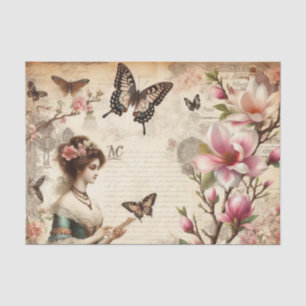 Victoriaans Lady Bloemen decoupage Tissuepapier