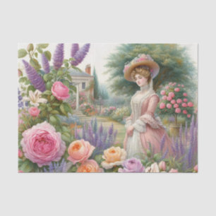  Victoriaans Lady Bloementuin decoupage Tissuepapier