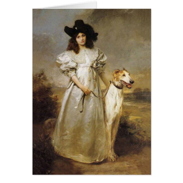 Victoriaans Lady Borzoi-kaart (Voorkant)