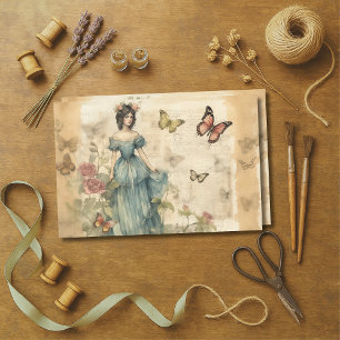 Victoriaans Lady & Butterflies  Decoupage Tissuepapier