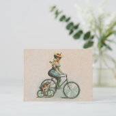  Victoriaans Lady Dog-fiets Briefkaart (Staand voorkant)