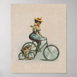  Victoriaans Lady Dog-fiets Poster