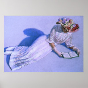 Victoriaans Lady Reading Elegant Decor Art Poster