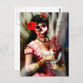  Victoriaans Lady Vanity Skull Briefkaart (Voorkant / Achterkant)