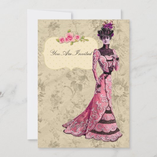 Victoriaans Lady Wedding-uitnodigingen Kaart (Voorkant)