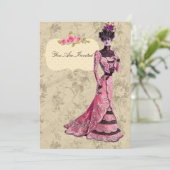 Victoriaans Lady Wedding-uitnodigingen Kaart (Staand voorkant)