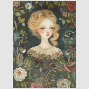 Victoriaans Lady Whimsical Wildflowers Tissuepapier