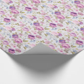 Victoriaans, land, lavender, shabby, chic, rozen, cadeaupapier (Hoek)