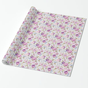 Victoriaans, land, lavender, shabby, chic, rozen,  cadeaupapier