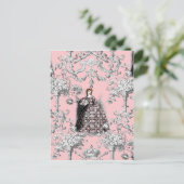 Victoriaans Lass op Dauphine Pink Briefkaart (Staand voorkant)