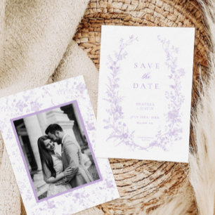 Victoriaans Lavendel Floral Elegante bruiloft Save The Date