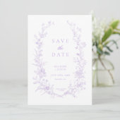Victoriaans Lavendel Floral Elegante bruiloft Save The Date (Staand voorkant)