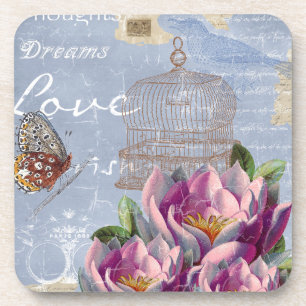 Victoriaans liefdesdenken Dreams Butterfly Bird Ca Bier Onderzetter